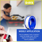 D-NYX 10 Rolls Extra Long Teflon Tape 1/2 Inch(W) X 520 Inches(L) - Plumbers PTFE Tape – Thread Seal - Perfect for Shower Heads and Pipe - Home Plumbing Pipe Sealing - Sealant Tape