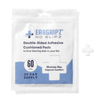 EarGripz Hearing Aid Grips – Adhesive Cushioned Pads for Secure, Comfortable Fit – Non-Slip Hearing Aid Stabilizers for BTE & RIC Devices – 60-Pack for Adults, Kids & Active Lifestyles
