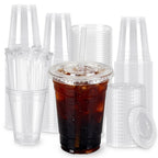 Lideropa 100 Pack 16oz Clear Plastic Cups with Lids and Straws, Leak-Proof Disposable Iced Coffee Cups, BPA-Free Recyclable PET To-Go Cups for Smoothies & Cold Drinks