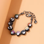 SONGCHANGJEWELRY DIY JJK Charm Bracelet Gifts – 9 Mini Anime Faces in Chibi Style – Gojo, Yuji, Sukuna, Panda & More – Removable Alloy Chain for Fans and Collectors