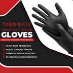 MEDPRAYER Industrial Nitrile Gloves – Heavy Duty Disposable Mechanic Gloves with Diamond Texture, Latex & Powder Free, 8 Mil Black 100 pcs S