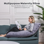 Momcozy Pregnancy Pillows for Sleeping, U Shaped Full Body Maternity Pillow with Removable Cover - Support for Back, Legs, Belly, HIPS for Pregnant Women, 57 Inch Pregnancy Pillow for Women, Grey