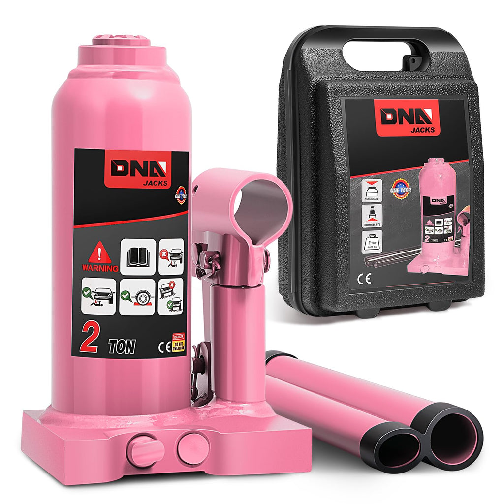 DNA Motoring 2 Tons Hydraulic Car Bottle Jack, Pink, 4000 lbs Capacity