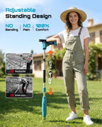 SEESII Electric Stand-Up Weed Puller, Steel 3-Claw Spiral, 40"-47" Handle