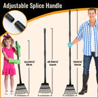 Small Rakes for Garden Beds,11 Tines Heavy Duty Metal Yard Hand Rake with 63in Adjustable Handle,Ideal Gardening Rakes for Gathering Leaves,Shrub,Dog Poop,Garden Flower Beds
