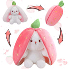 MIAODAM Strawberry Bunny Stuffed Animal,Reversible Cute Bunny Rabbit Plush