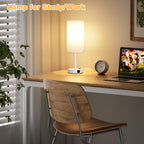 Dicoool Touch Bedside Table Lamp with USB - 3 Way Dimmable White Lamp for Bedroom Nightstand, Desk Lamp with Charging Station for Dorm, Office, Kids Room, Living Room