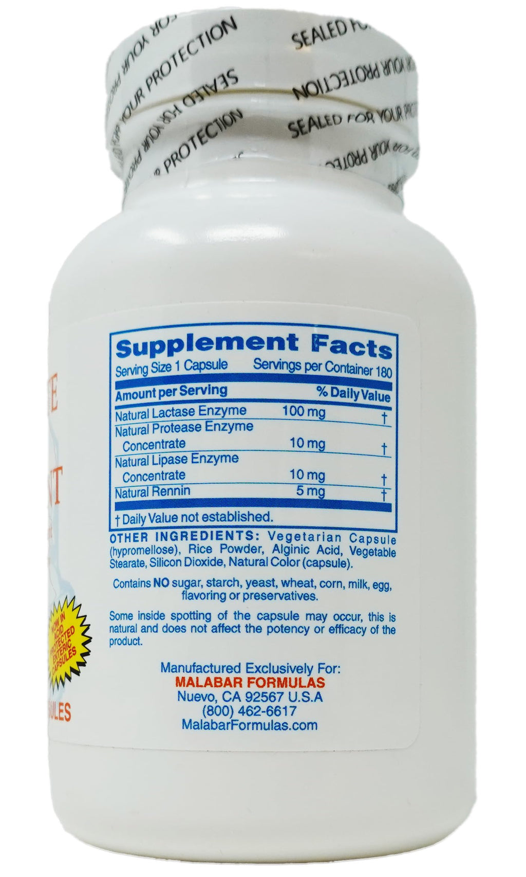 Malabar Complete Milk Digestant, 180 Count