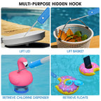2 in 1 Pool Brush with Poles 10ft - 20'' Heavy Duty Swimming Pool Brush & Multifunctional Brush Head, 9ft Aluminum Poles, Cleaning Inground & Above Ground Pools