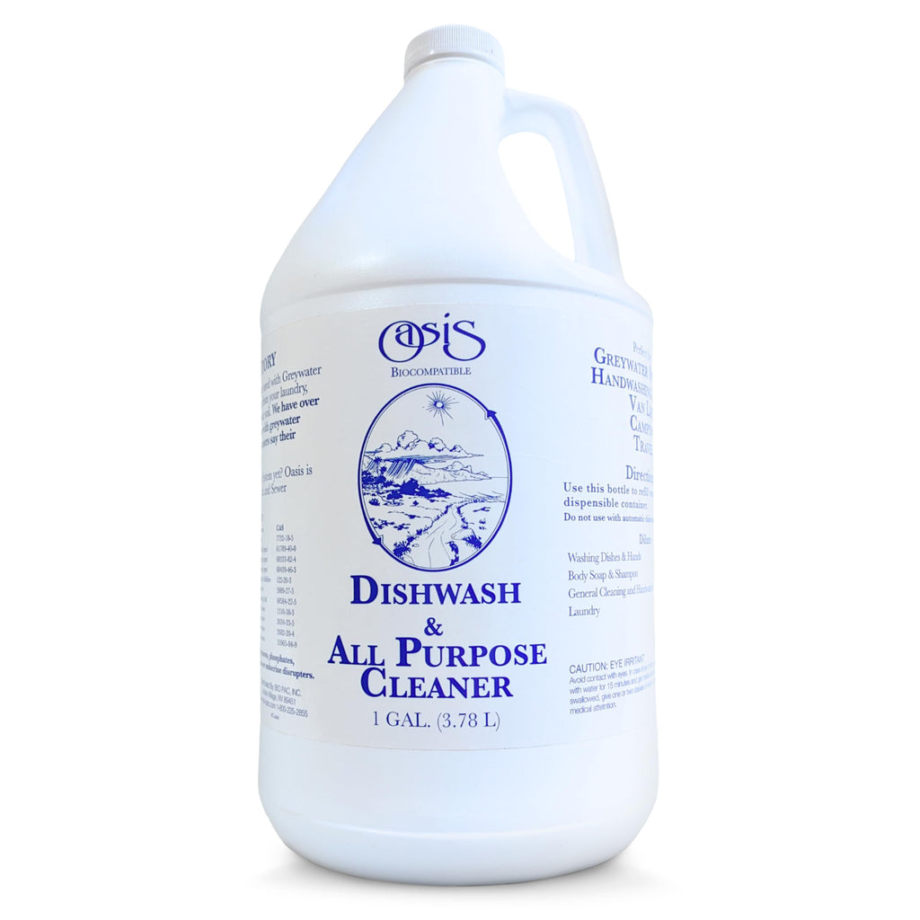 Oasis Biocompatible Dish Soap Liquid & All Purpose Cleaner - Reuse Greywater for Plants - Clean, Safe, Concentrated, Grey Water Friendly, Sodium-Free, Biodegrades Into Plant Nutrients - 1 Gallon