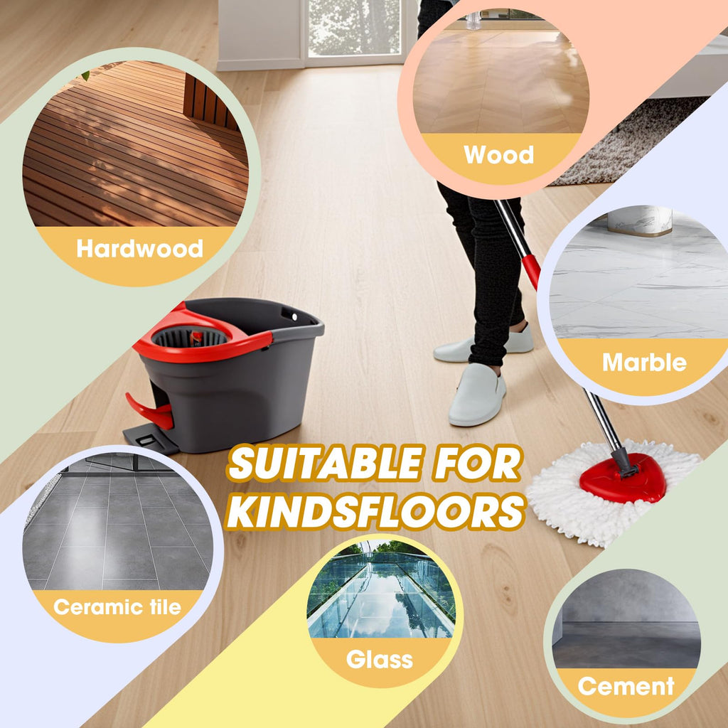 20 Pack Spin Mop Replacement Heads,100% Microfiber Mop Heads Replacements Compatible with OCeda Easywring 1-Tank System,Spinning Mop Replace Head for Easy House Cleaning Floor Mopping