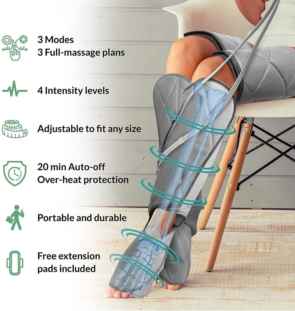 Leg Massager for Circulation - Foot and Calf Massager, Air Compression Leg Wraps Massage Boots Machine for Home Use Leg Massage - scd Machine for Calf, Thigh and Foot Massager, FSA or HSA Eligible