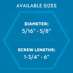 Tapcon+ 1/2 x 5 Inch Heavy-Duty Hex Head Concrete Anchors, 10 PCS, Corrosion Resistant Blue Climaseal™ Coating, Outdoor Rated Use, Concrete Block & Masonry Brick Screws, Drill Bit Sold Separately