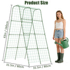 Miory Cucumber Trellis for Raised Bed, Garden Arch Trellis for Climbing Plants Outdoor, Steel with Plastic Coated Plant Support for Vines with Plastic Connector Nylon Netting (32" Lx32 Wx63 H)