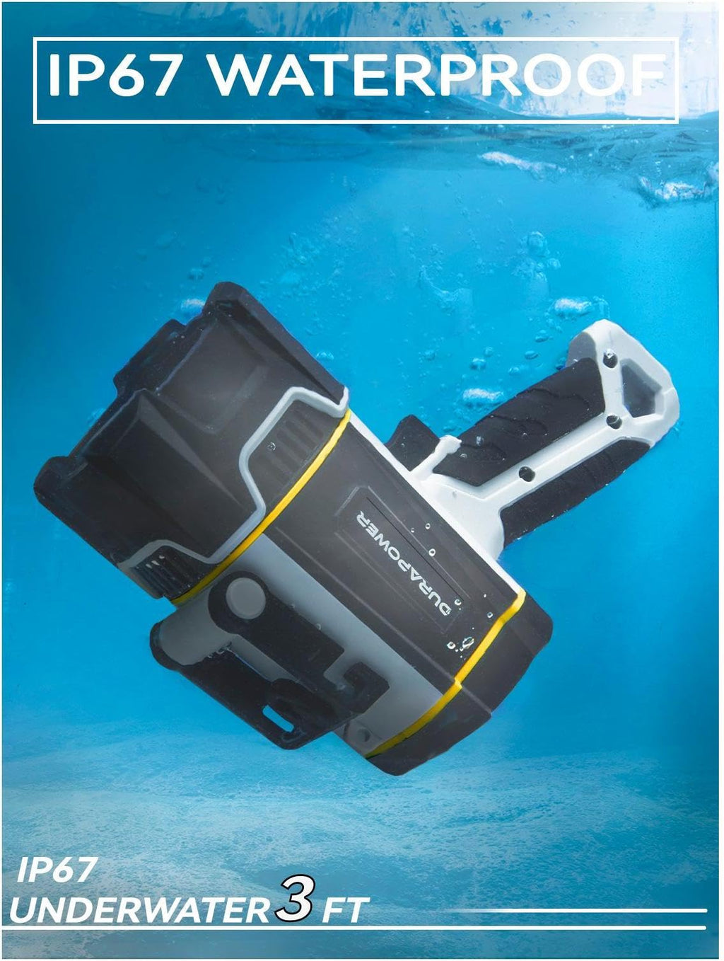 Durapower Boat Spotlight Flashlight, High Lumen IP67 Waterproof Super Bright Rechargeable Spotlight, Long Lasting Flashlight,1148ft Range Portable Handheld Spot Light Outdoor for Marine Boat Hunting