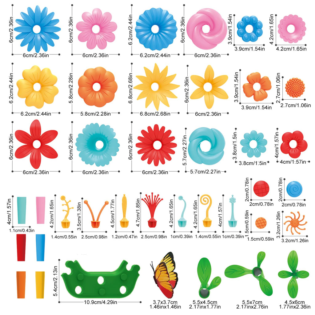 SpringFlower Toys for Girls 3 4 5 6 7 Years Old, Flower Garden Building Kit with Storage case,Educational STEM Toy and Preschool Garden Play Set for Toddlers, for Kids,148pcs