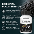 TUVAAZ PURELYNUTRIENT Ethiopian Black Seed Oil Capsules with 4.64% Thymoquinone, Immune Support & Digestion & Energy Booster, Non-GMO, Gluten-Free, 60 Count