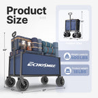 EchoSmile Collapsible Wagon Cart, Heavy Duty 400lbs Capacity, Blue