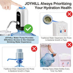 JOYHILL 5 Gallon Water Bottle Dispenser, USB Charging Water Bottle Pump, Portable Water Dispenser Pump for Camping（Black）