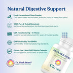 Dr Clark Store Cloves Supplement 500mg for Digestive Comfort and Balanced Internal Cleansing Support, 100 Gelatin Capsules for a 100-day Supply of Pure Botanical Wellness, Non-GMO and Gluten Free