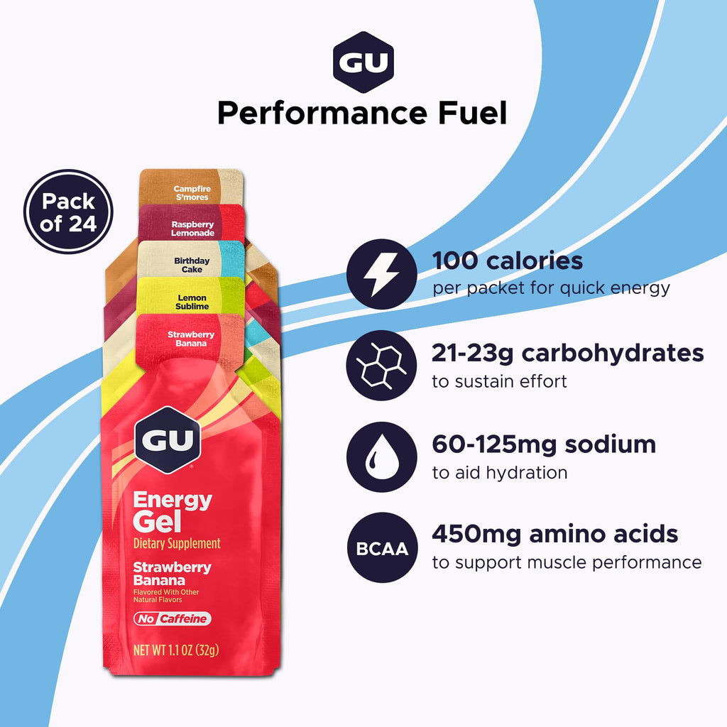 GU Energy, Original Energy Gels, Caffeine-Free Mixed - 24 Count
