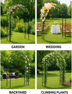 Adorox 7.8ft Garden Arch Trellis for Climbing Plants, Metal Arch Frame, Pumpkin Archway Outdoor Garden Arbors and Arches for Halloween Christmas Birthday Party Baby Shower Decoration(Black)