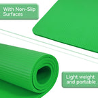 Fitvids 1/2-Inch Extra Thick High Density Anti-Tear Exercise Yoga Mat with Knee Pad and Carrying Strap, Green