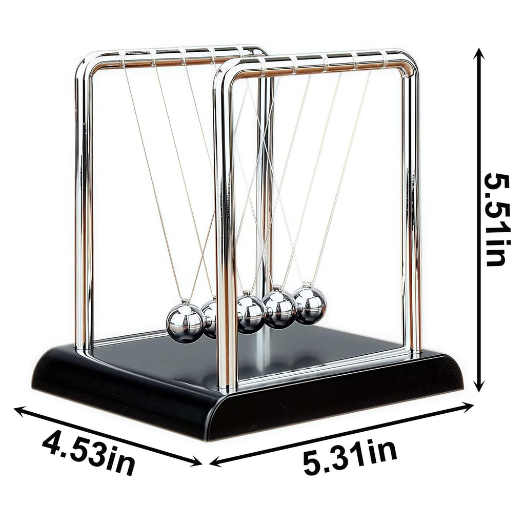 Newtons Cradle Balance Pendulum Balls, Swinging Kinetic Balls with Black Base, Science Physics Educational Learning Tool, Office Home Creative Decoration, Stress Relief Fidget Desk Toy (Medium)