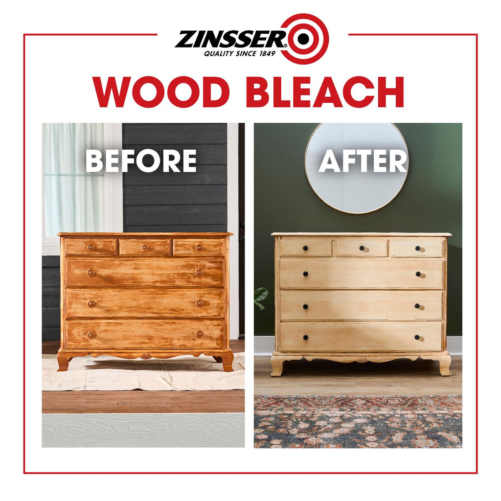 Zinsser Wood Bleach Kit | Lighten Furniture, Floors, Cabinets, Trim | Removes Red Tone | 2-Step Brightening System | 2-Step 8 fl. oz. Kit (16 fl. oz. Total)