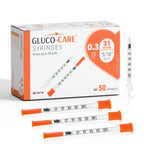 GLUCO-CARE 0.3 ml/cc Syringes 31G x 5/16" (8mm), Orange Cap, 50 pcs/bx