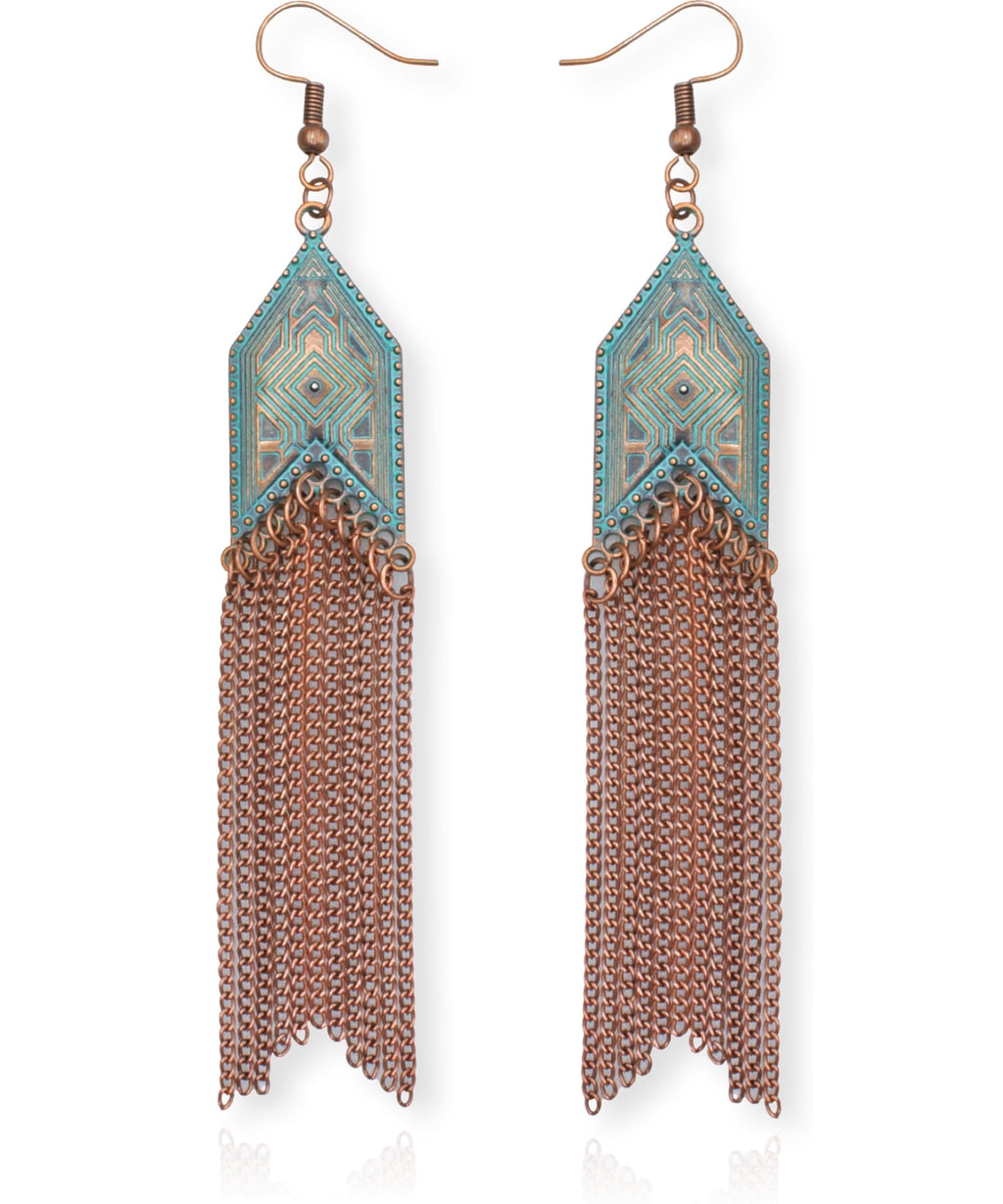 Western Jewelry for Women, Boho Dangle Chain Earrings