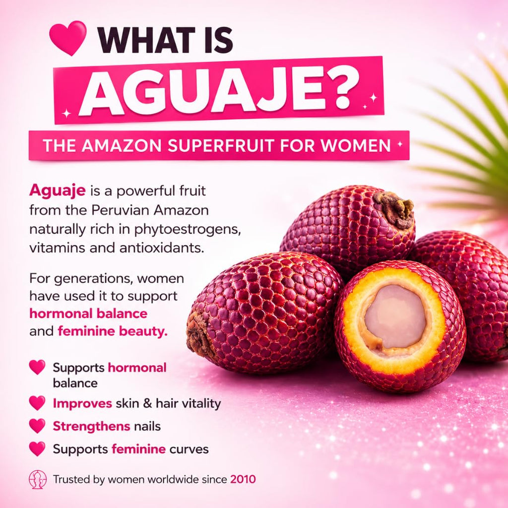 Natural Curves & Hormonal Balance – Aguaje Pills for Women by CurvyFruit – Booty, Hips & Bust Support – 100 Vegan Capsules – Menopause Relief – Made in Peru