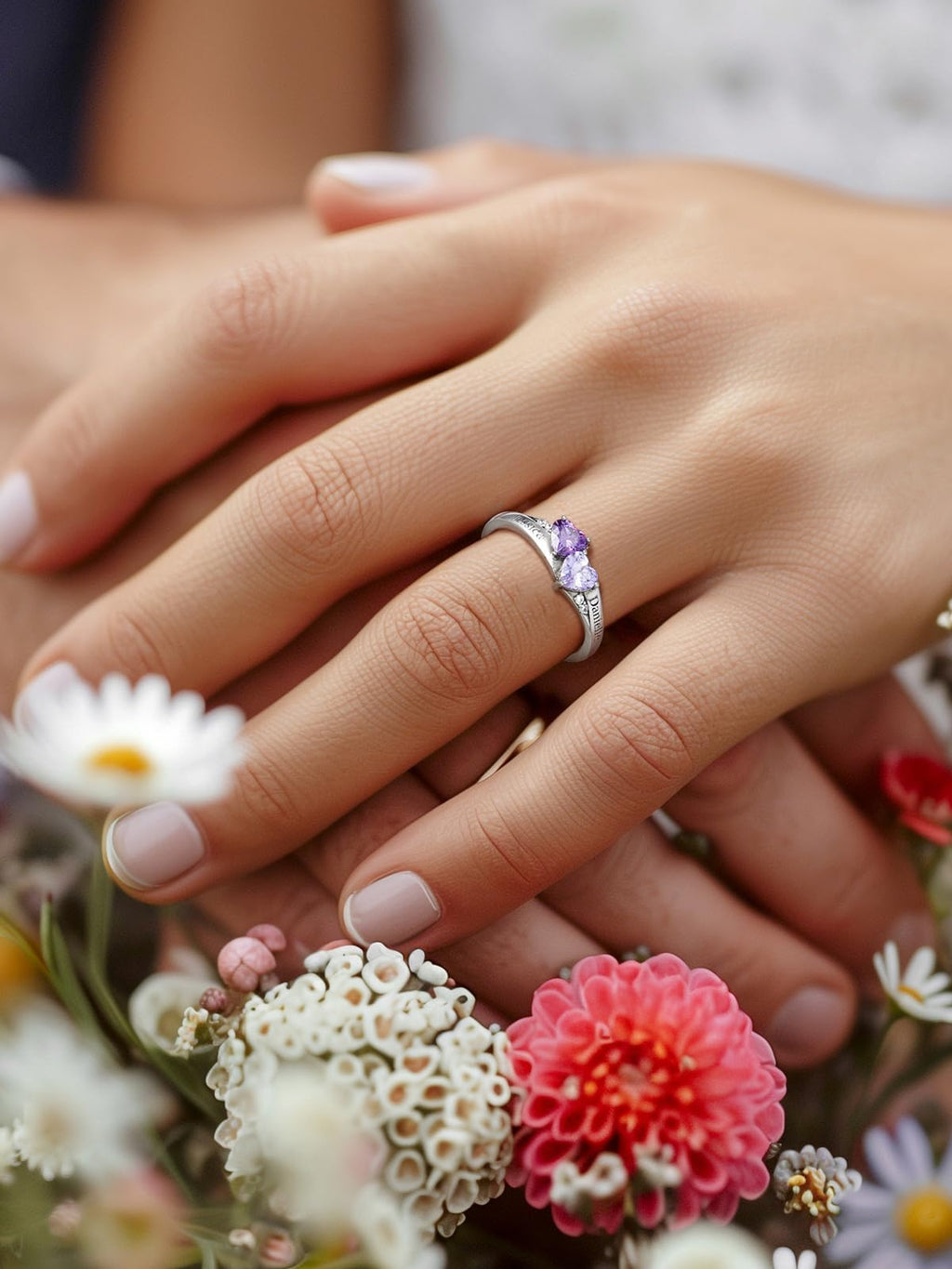 Custom4U Sterling Silver Rings for Women Personalized Name Ring