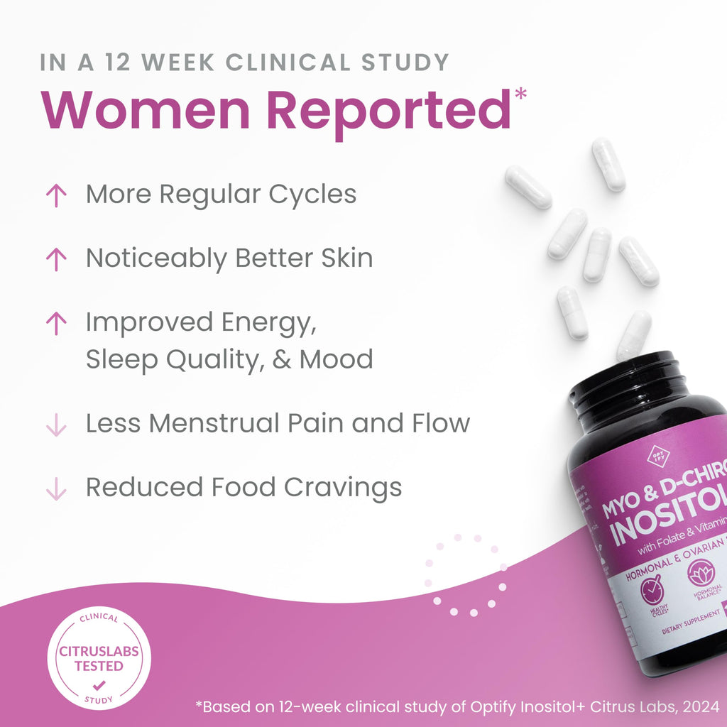 Optify Myo-Inositol & D-Chiro Inositol Supplement for Women | 40:1 Ratio Plus Folate and Vitamin D | Support Healthy Hormonal Balance, Regular Cycles, & Ovarian Health (360 Count (Pack of 1))