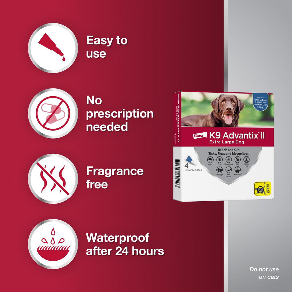 K9 Advantix II Flea & Tick Topical for Extra Large Dogs Over 55 lbs., 6ct