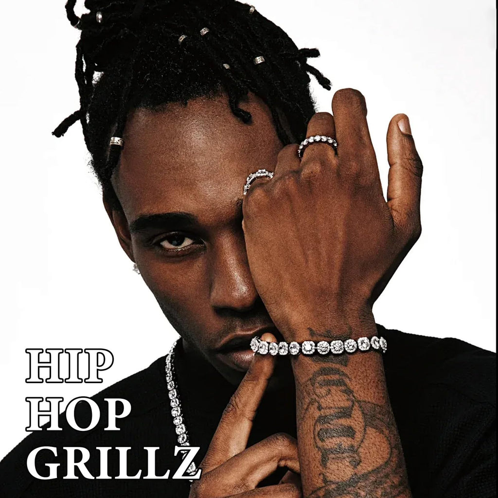 Custom Diamond Grillz for Men - Iced Out Detachable Gold & Silver Teeth Covers - Bling Hip Hop Mouth Jewelry (Silver)