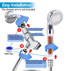 FASTRAS LED Shower Head with Handheld, Shower Head High Pressure Shower Head with Hose, Holder & PTFE Tape etc, 3 Water Temperature-Controlled Water Saving Filtered Shower Head for Dry Hair& Skin