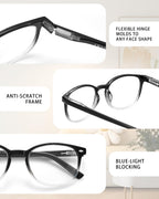 JOLISU 5 Pack Reading Glasses For Women, Blue Light Blocking Computer Reader Spring Hinge Eyeglasses (1.50)