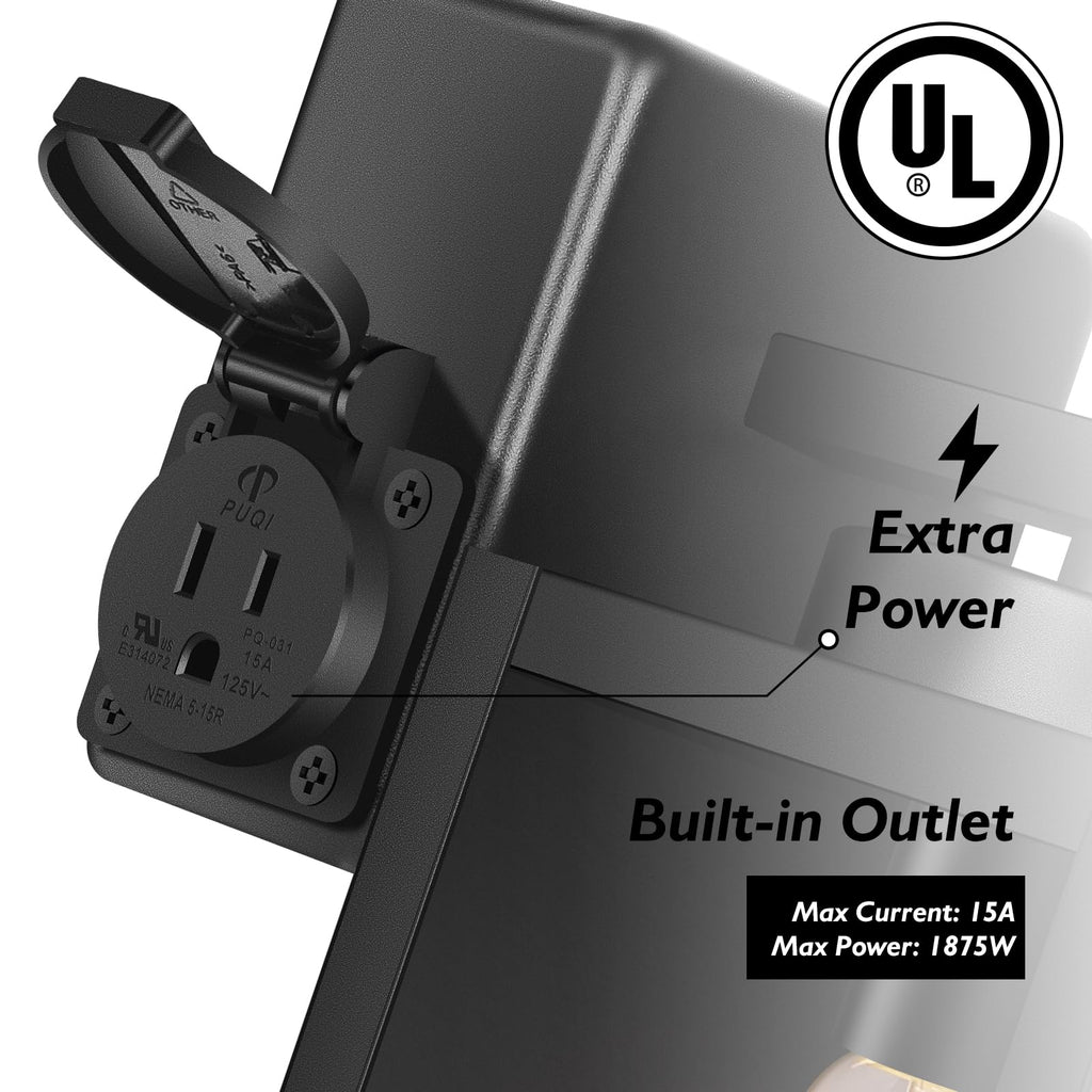 BesLowe 2-Pack Porch Lights Outdoor with UL Certified Outlet, Modern Outdoor Wall Lights Exterior Lighting Fixtures Waterproof, Exterior Wall Sconces Outside Lights for House Front Door Garage, Black