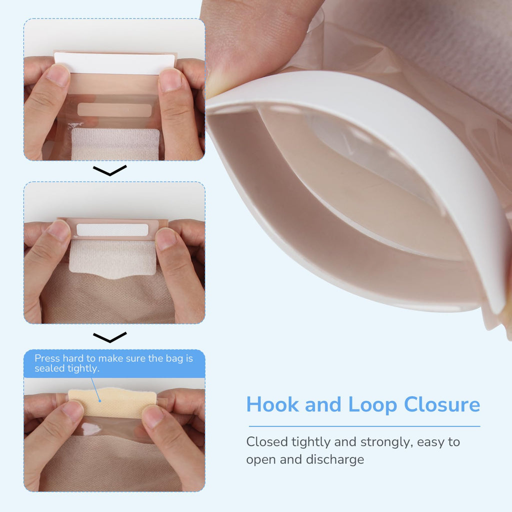 Heagimed 22pcs Ostomy Supplies Colostomy Bags, 2-Piece Colostomy Bags, Two-Piece Drainable Pouches with Closure for Ileostomy Stoma Care, Cut-to-Fit, 70mm Max (16 x Ostomy Bags+ 6 x Skin Barrier）