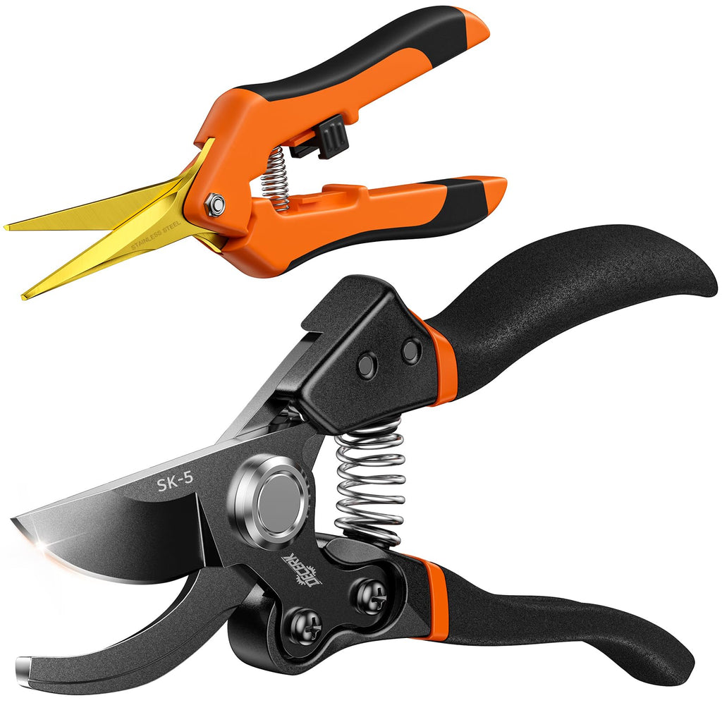 DECERK® Bypass Pruning Shears & Garden Snips for Cutting Stems & Branches