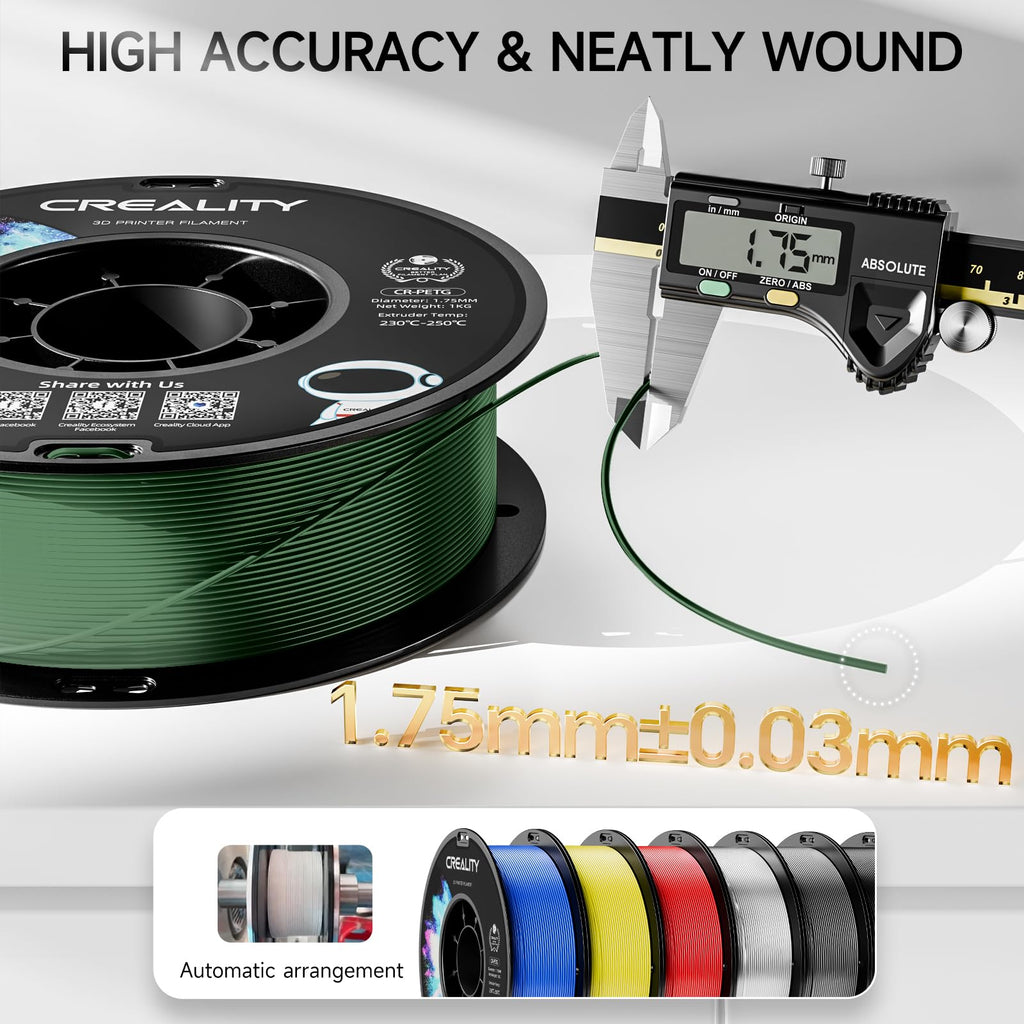 Official CREALITY PETG 3D Printer Filament 1.75mm 1KG (2.2lbs) ArmyGreen