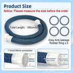 2 Pack 2026 Upgrade EVA Pool Hose with 40mm Hose to 1 1/2 Inch Inlet/Outlet Adapter Conversions for Above Ground Pools 6ft Long Swimming Pools Replacement Filter Hoses for Pool Pumps(Blue)