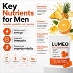 KWEZTY Lumeo Men’S Flavor Gummies, Lumeo Gummies, with Bromelain, Vitamin C, Enhances Taste & Scent Naturally, Energy & Vitality Support, Non-GMO, Gluten-Free, 60 Gummies