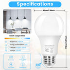 Brightever A19 LED Light Bulbs Dimmable, 100 Watt Equivalent Light Bulbs, Daylight White 5000K, 1100 Lumens, 12W Bright E26 LED Bulb, Energy Efficient for Bedroom Living Room Home Office Lamp, 8-Pack