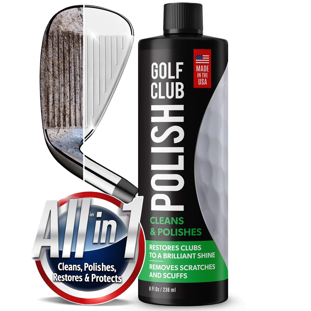 Golf Club Polish & Rust Remover – Made in USA – Instant Golf Club Cleaner & Scratch Remover Cream – 8 oz Golf Club Polish Compound, Groove Cleaner & Golf Club Polishing Kit – Shine, Protect & Restore