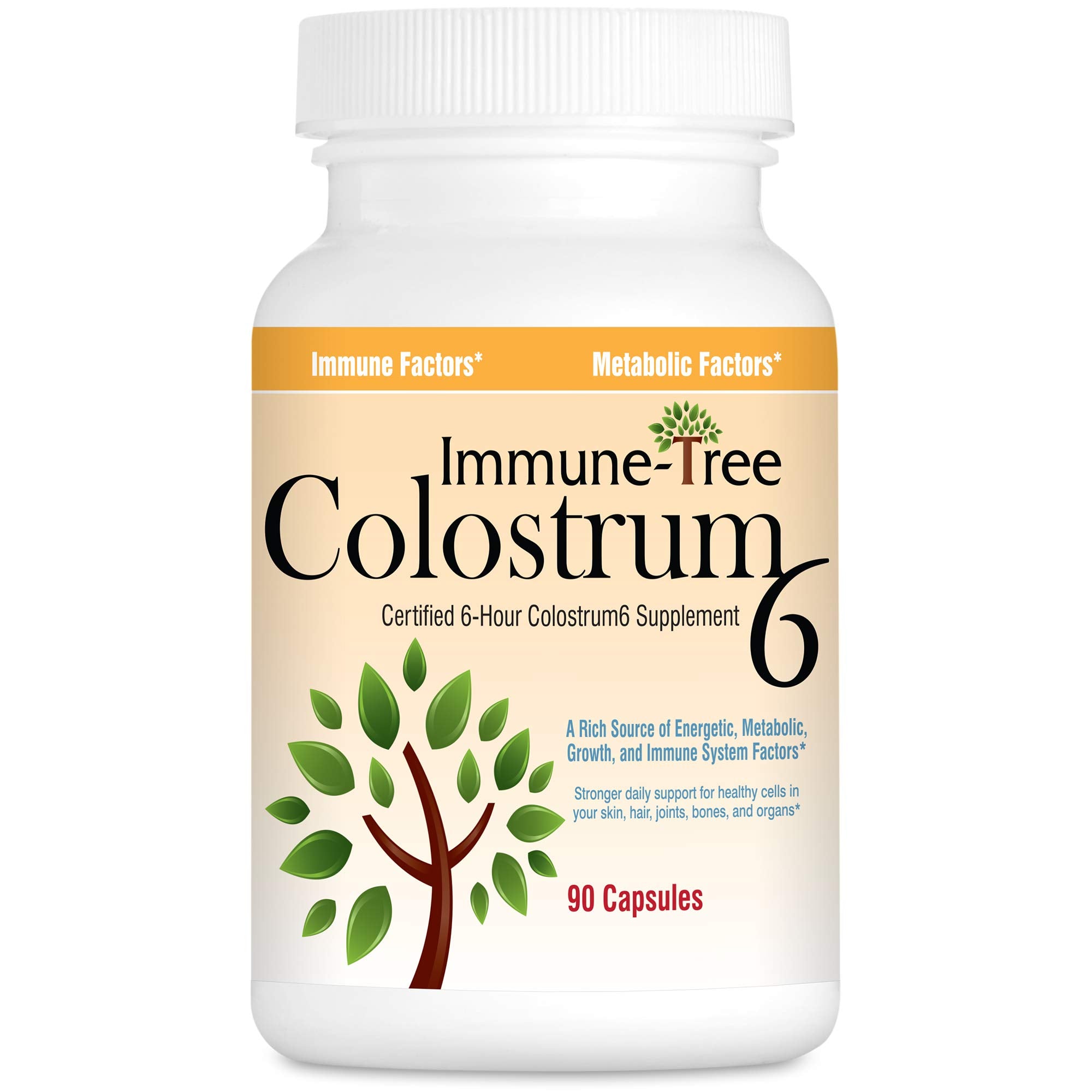 Immune-Tree 100% Pure Bovine Colostrum (Grass-Fed) | High IgG for Immune Support & Gut Health | Anti-Aging | Colostrum Supplement for Adults & Kids | 90 Capsules | 30 Servings