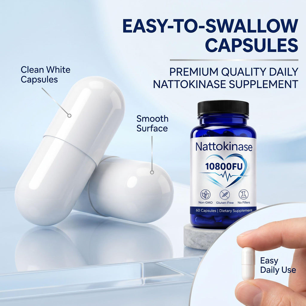 Nattokinase 10800 Fu, Ultimate Nattokinase 10800 Fu, Organic Nattokinase Supplement 10800 Fu, Vegan Capsules Gluten-Free, Supports Daily Health, 2 Capsules Daily, 60 Capsules