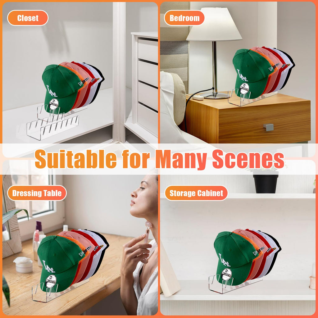 Hat Organizer for Baseball Caps Hat Rack Acrylic Hat Stand 2Pack No Install