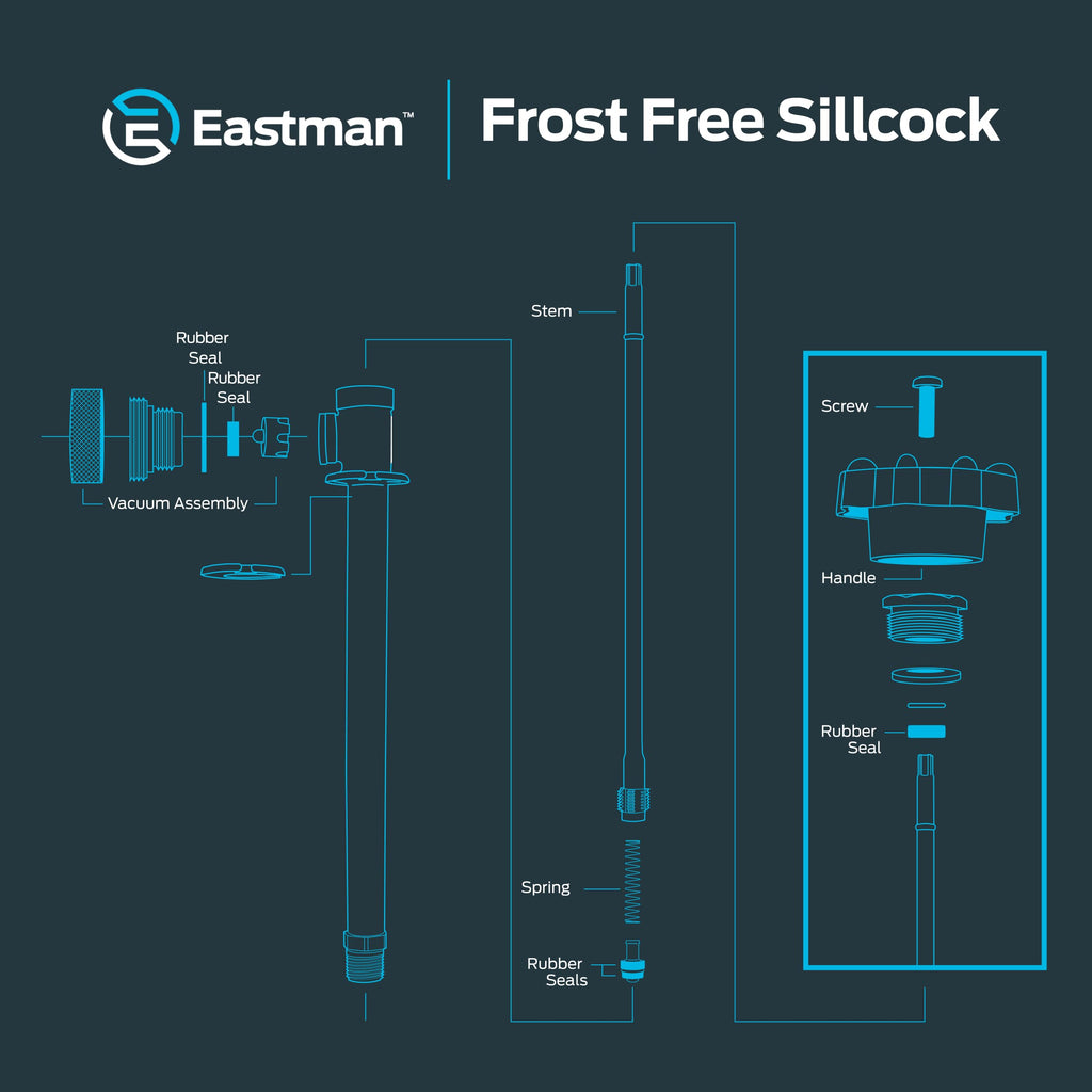 Eastman 10 Inch Frost Free Sillcock, 1/2 Inch MIP x 1/2 Inch Sweat, Blue, 80222